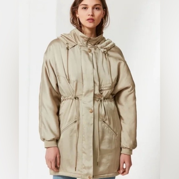 Urban Outfitters|Beige long line puffer coat jacket with cinched waist••NWT,boho - Picture 15 of 15